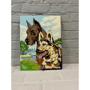 1960's Paint by Numbers-Dogs Vintage 12" X 16" German Shepard and Great Dane